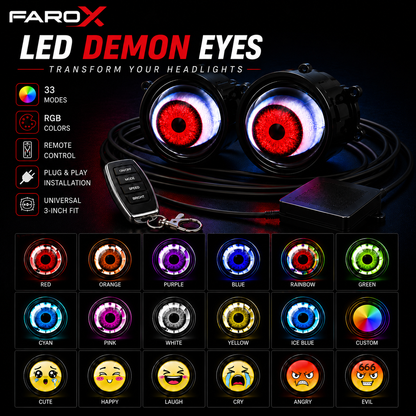 FAROX™ Demon Eyes RGB – Custom LED Headlights